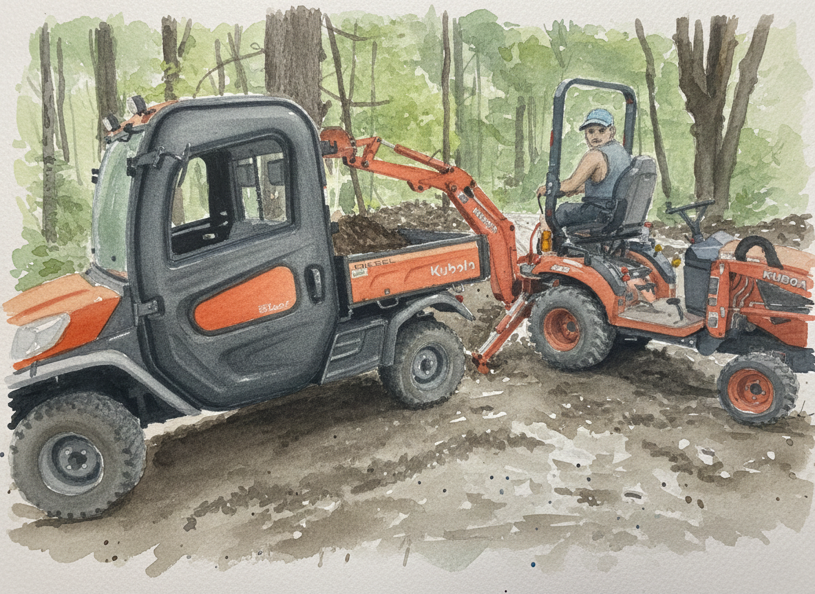 Loading an RTV with a Tractor