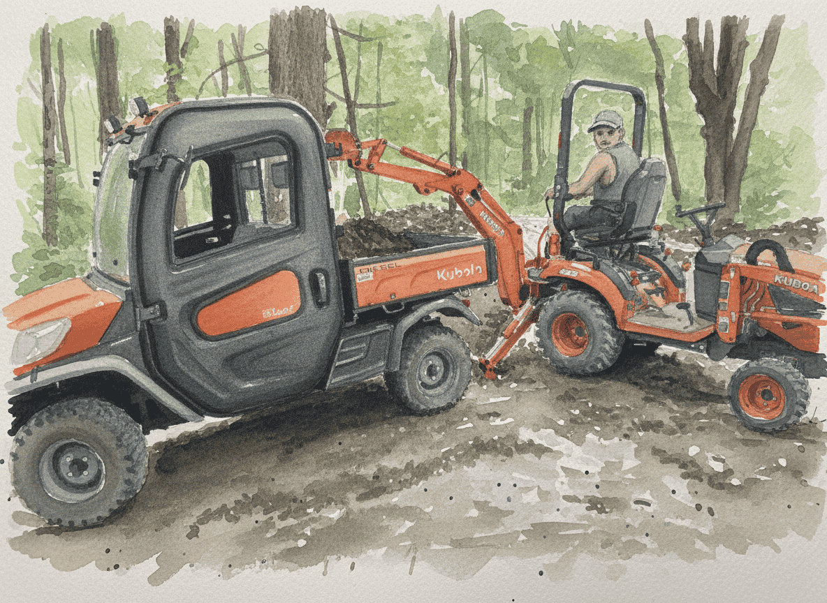 Loading an RTV with a Tractor