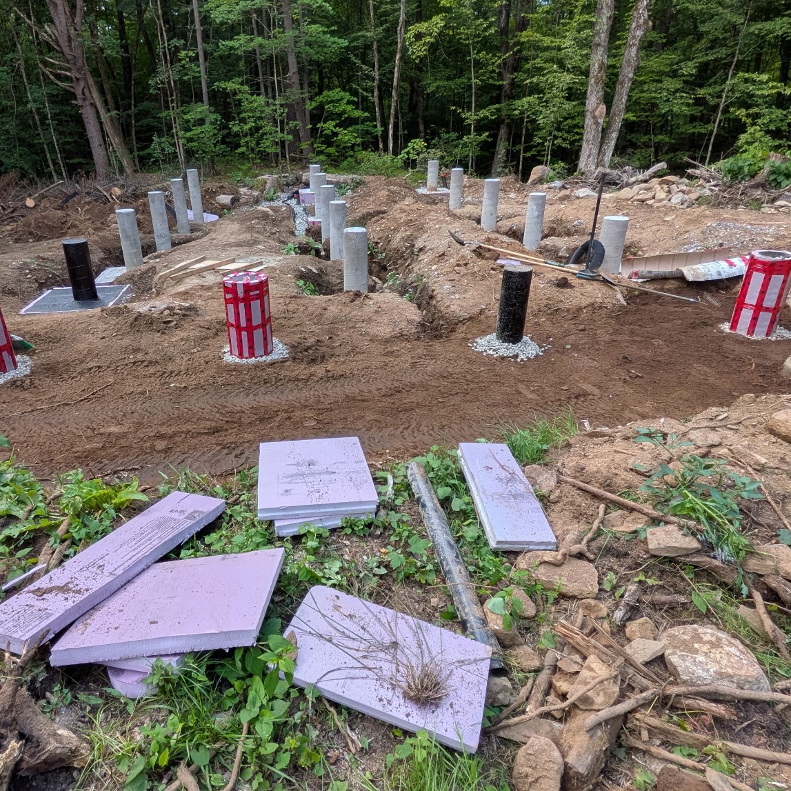 After spending months digging out the foundation, it's time to fill it all in. We've been able to use the dirt we pulled out to only fill in…