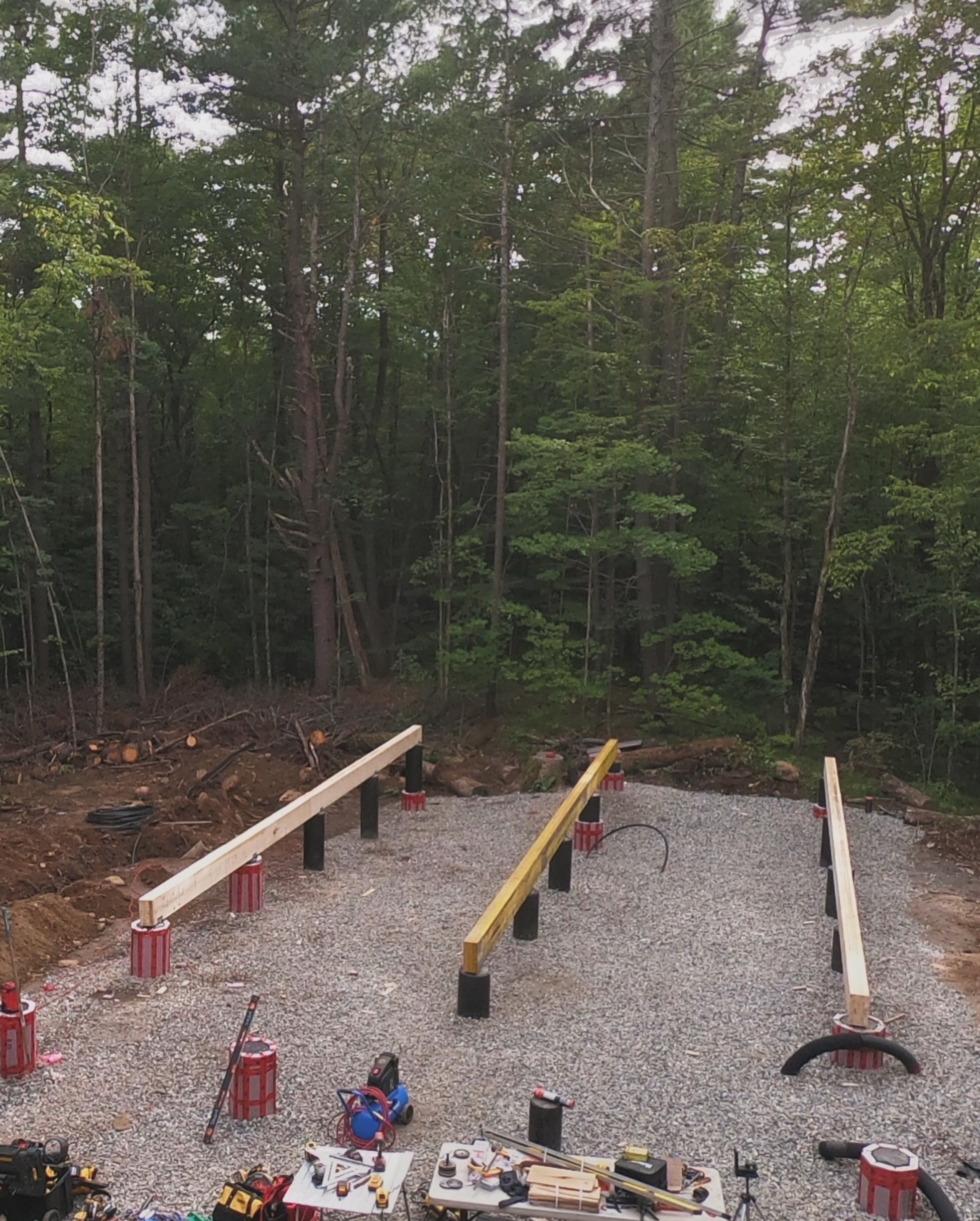 Beams are up and we are ready for flooring. Now that the foundation is done, it’s coming together quickly.