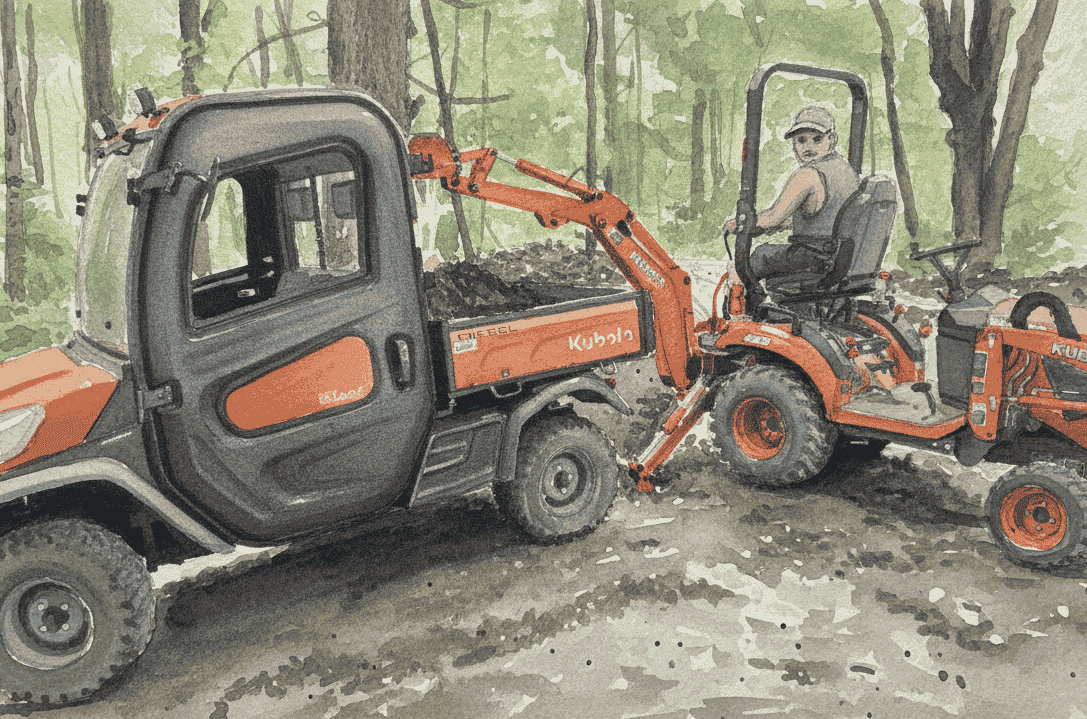 Loading an RTV with a Tractor