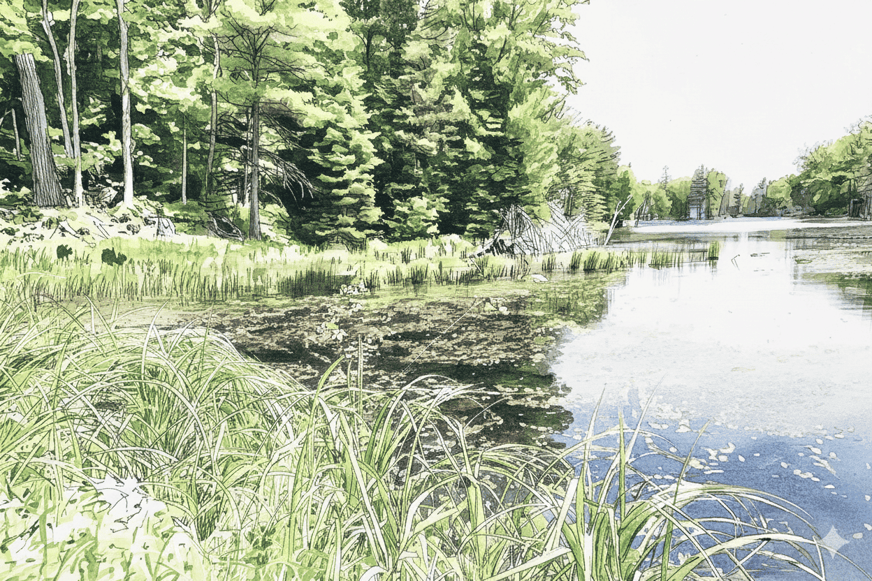 The land when we found it—forest, wetland, and pond